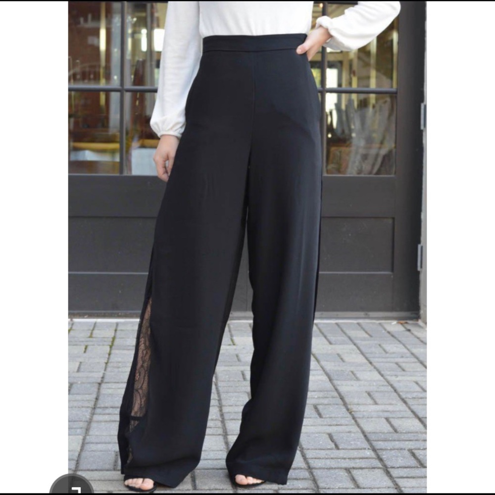 Bishop + Young Stella Wide Leg Pant Lace Inset NWT - Picture 2 of 7